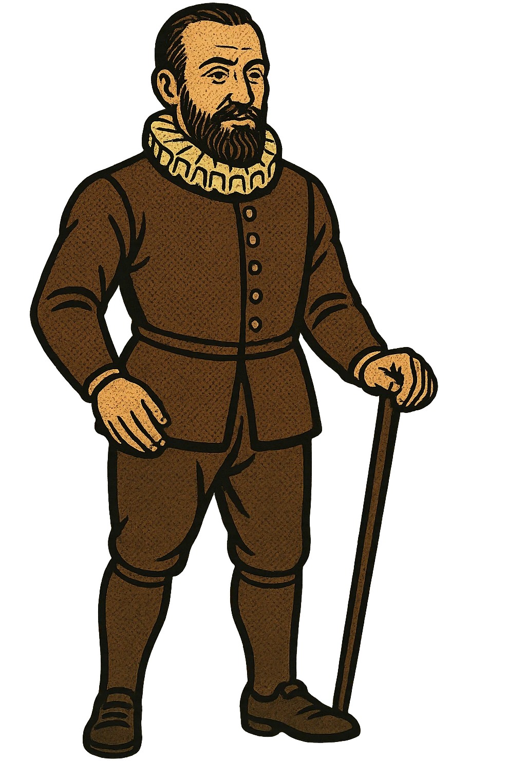 A full body picture of a calm looking Ambroise Pare the 1500s surgeon emoji