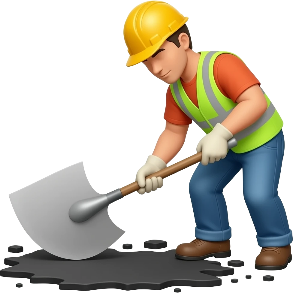 Working asphalt driveway construction emoji