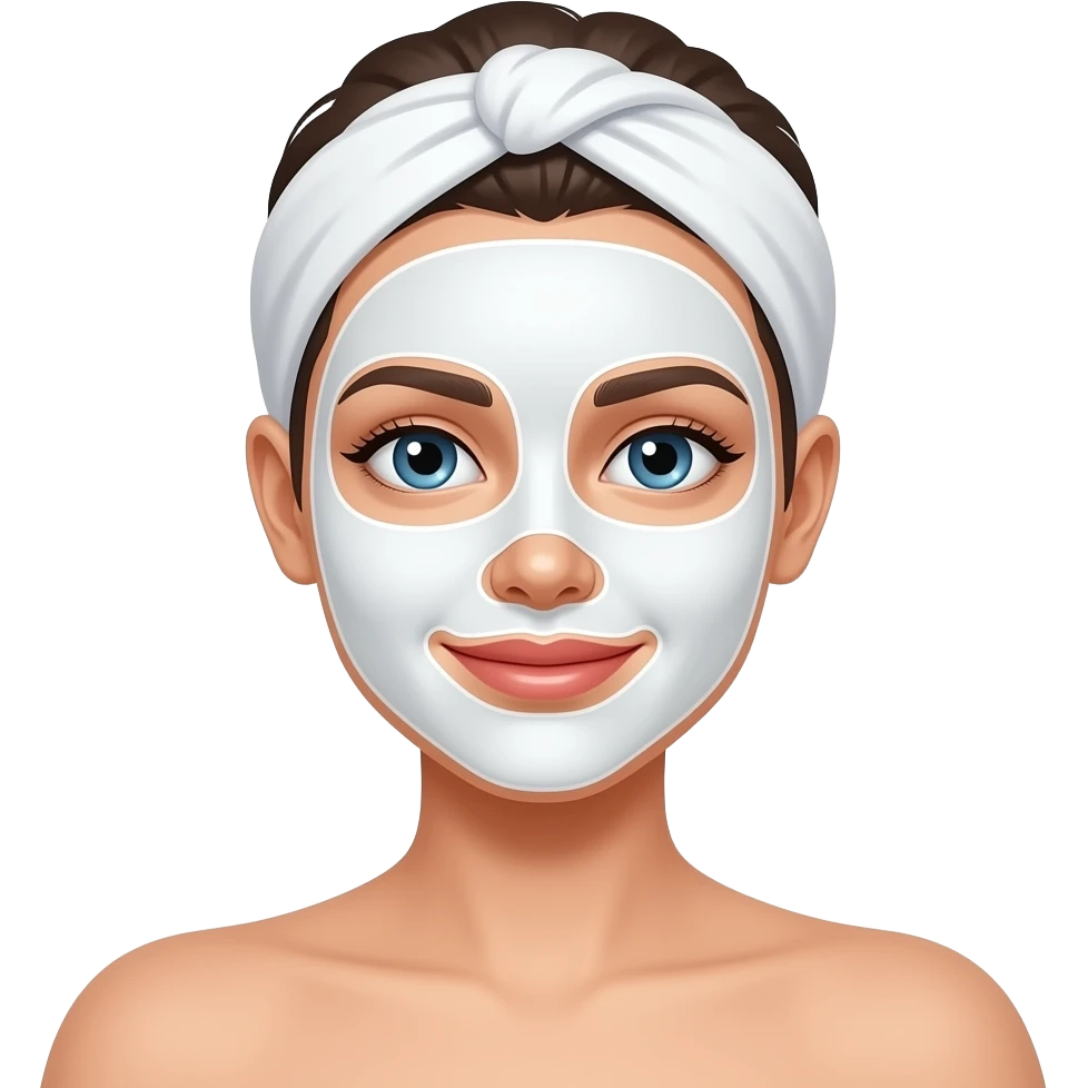 White woman with a skincare face mask on emoji