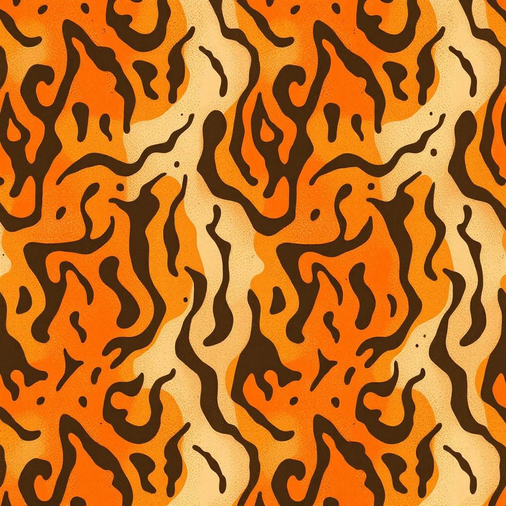 tiger print pattern in autumn colors, orange brown beige palette, abstract seamless texture, bold stylish background emoji