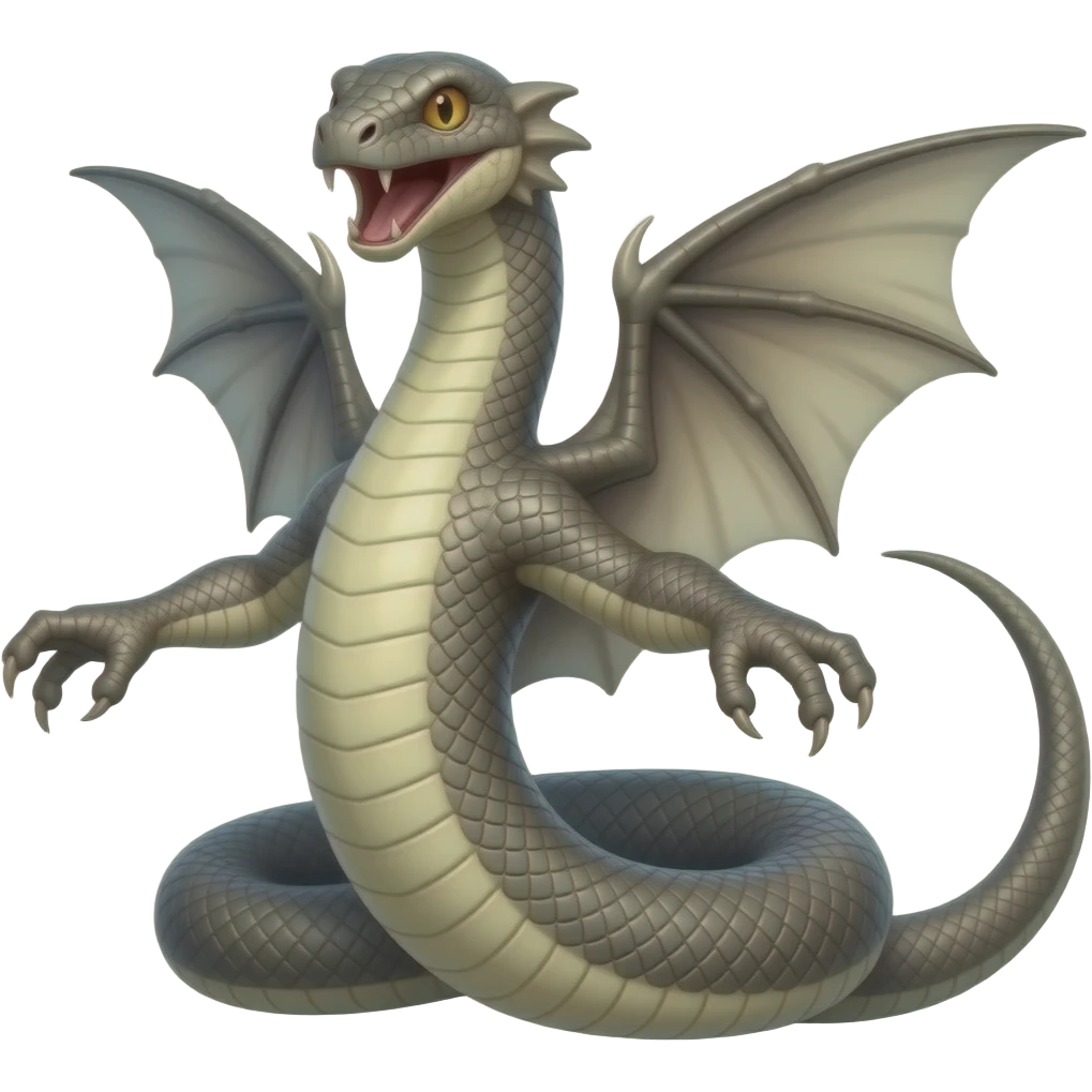 serpent with a head, wings and arms and another head in the tail emoji