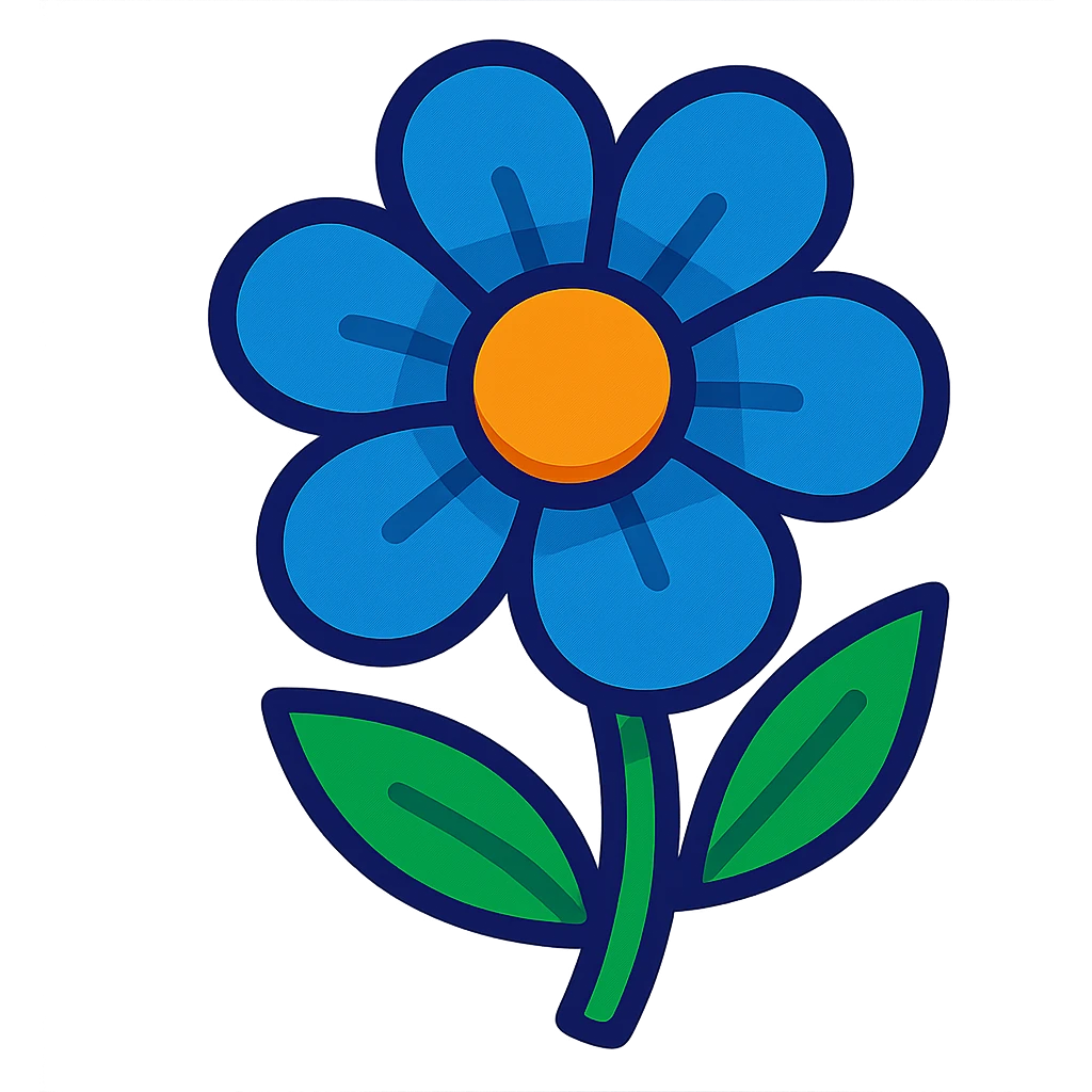 blue flower in vibrant toon style emoji