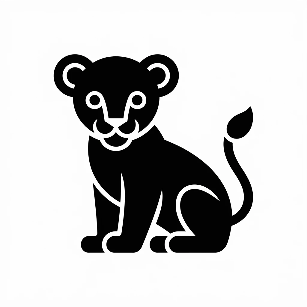Lion cub icon black silhouette emoji