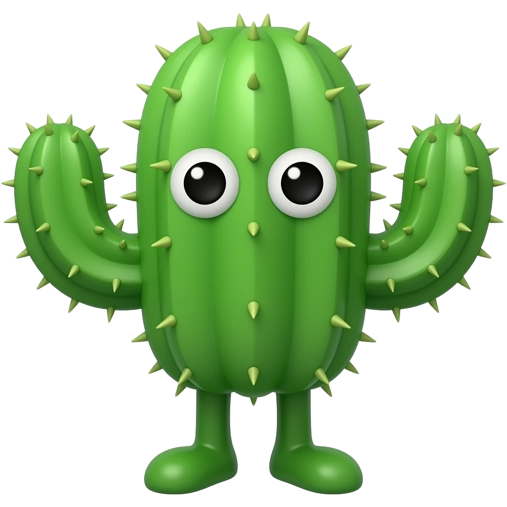 A cactus. Make the cactus to have legs and arms. Make to have the eyes just circle emoji