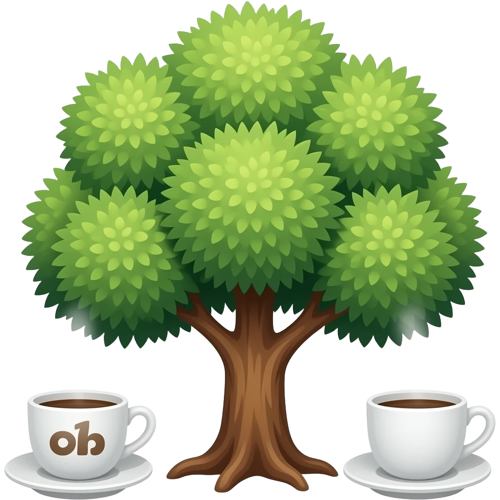 a tree drinking coffee emoji
