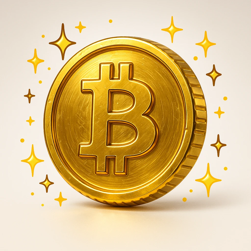 a shiny gold coin with magical sparkles swirling around it, vibrant cartoon style emoji