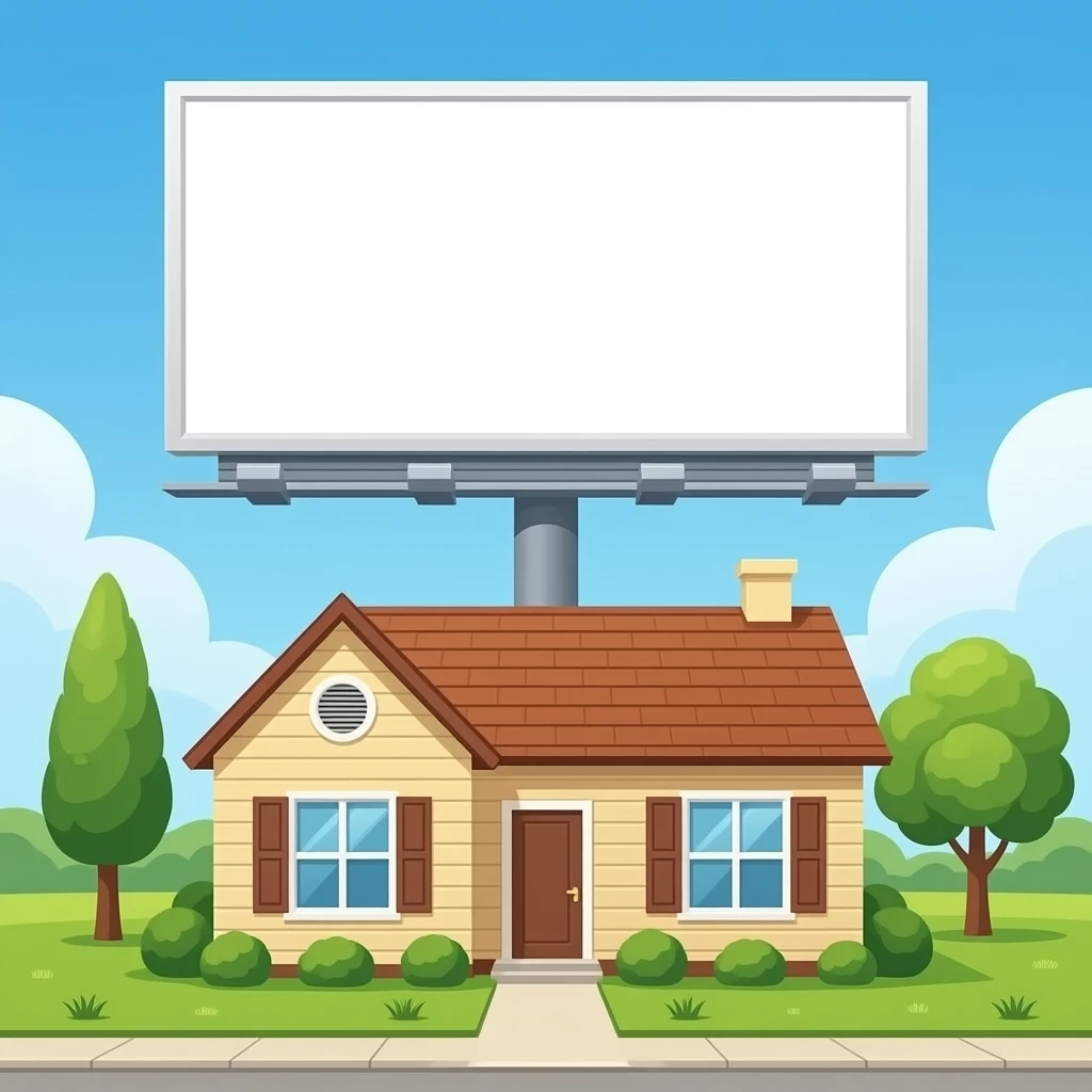 advertising billboard above house emoji
