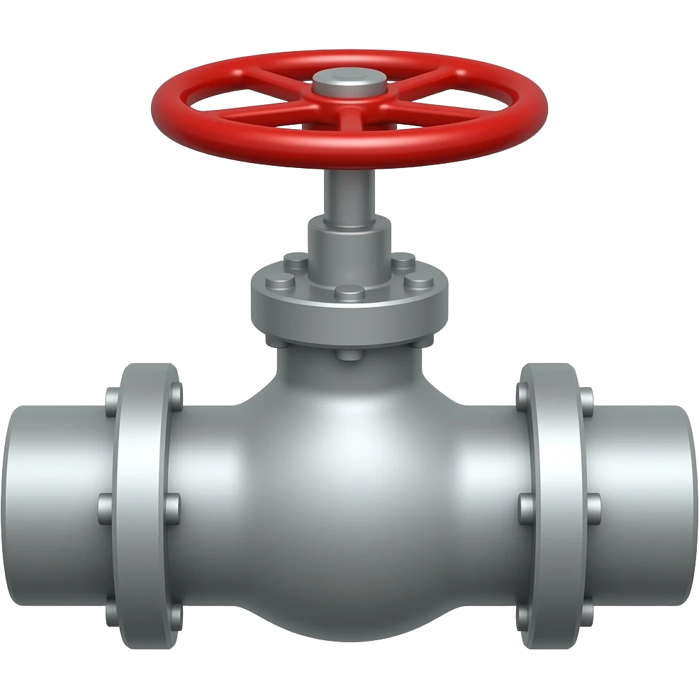 narrow horizontal gray pipeline with red valve on top emoji