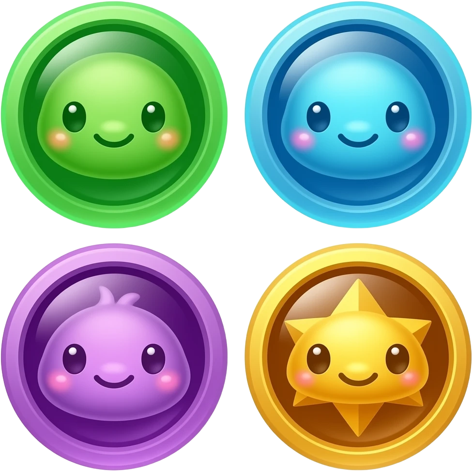 NNOOO I WANT EMOJI FOR DIFFERENT TIERS OF ITEMS, COMMON THATS GREEN RARE BLUE EPIC PURPLE LEGENDARY GOLD AND MYTHIC IS HOLOGRAPHIC I WANT THESE EMOJI TO UPGRADE AS THE TIERS GO HIGHER KINDA LIKE A RANK IN A COMP GAME Y2K THEMED AND CUTE NOT THIS UGLY SHIT emoji
