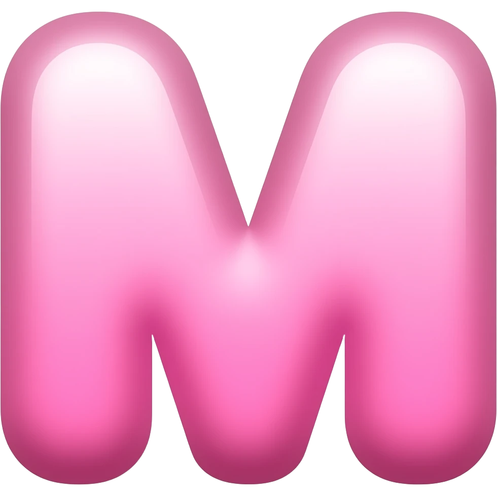 Cute bubbly pink letter m kawai emoji