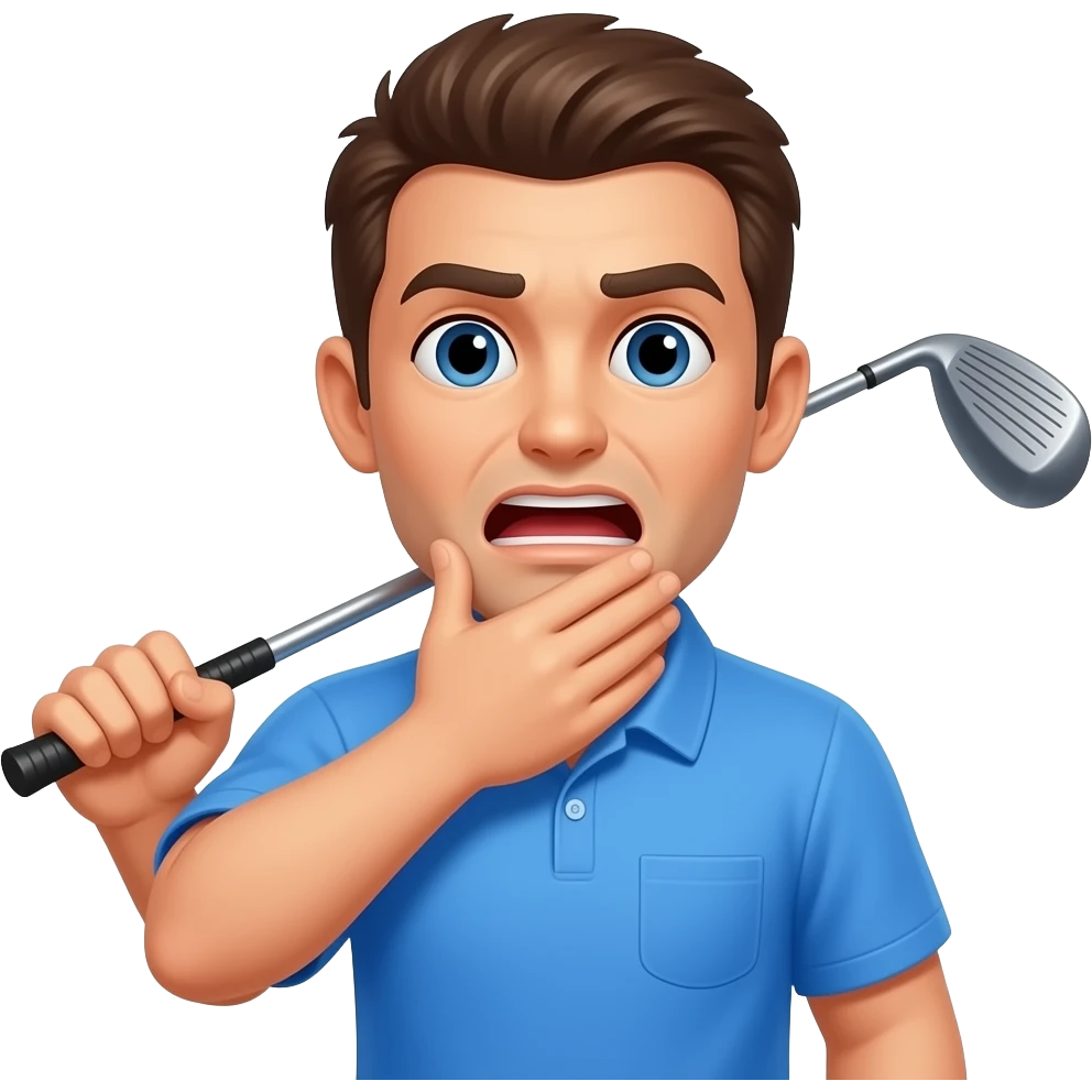 Man choking holding golf club emoji