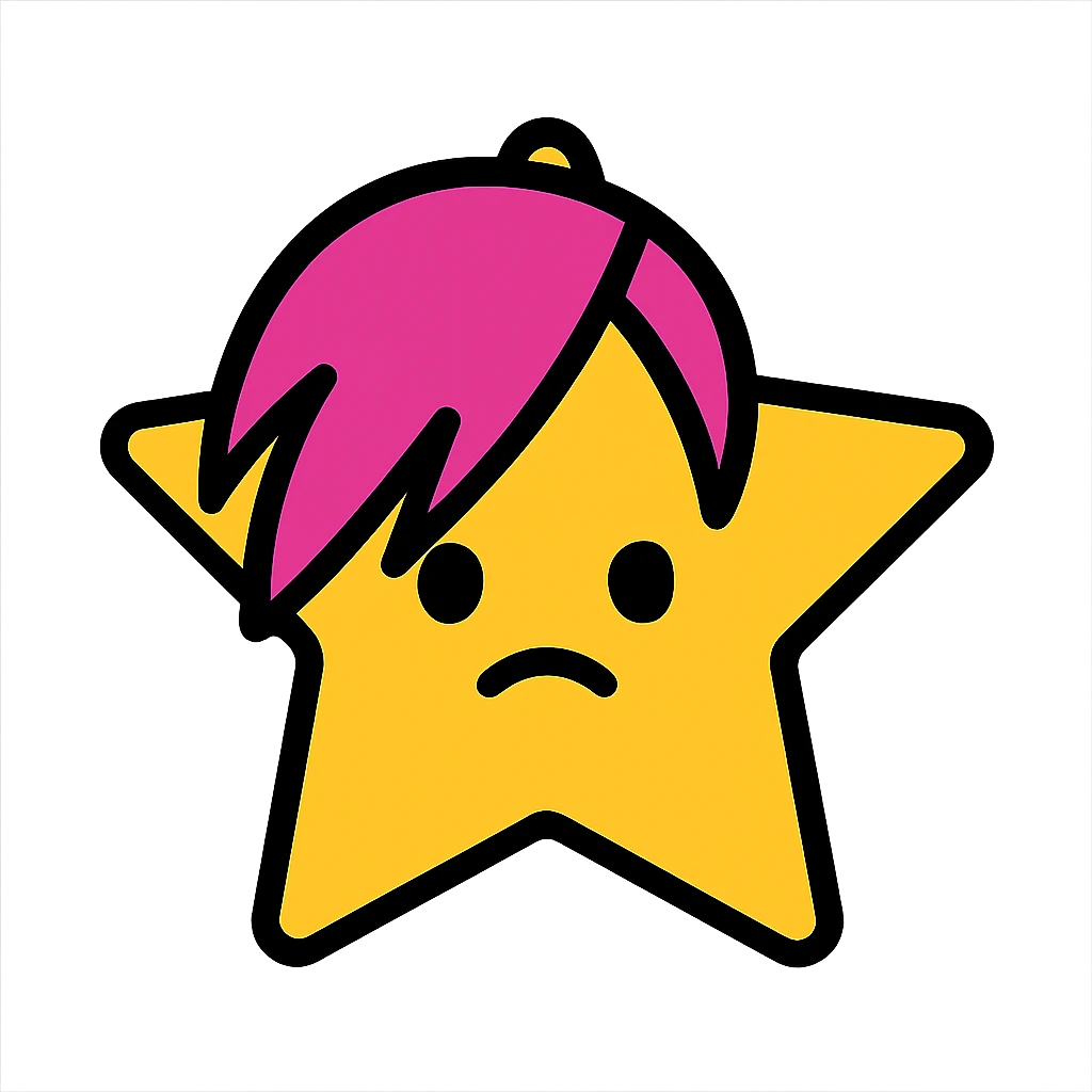color outline icon of a star with side bangs and emo style emoji