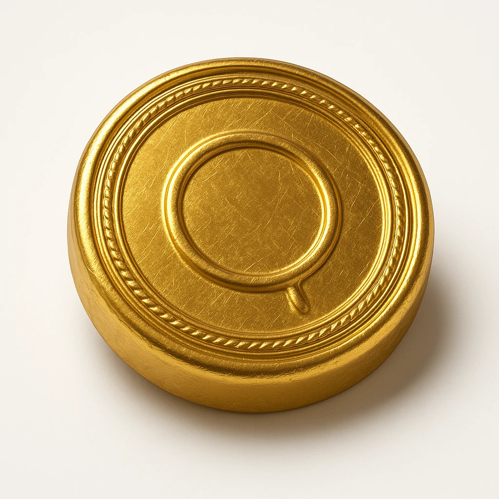 dalgona candy with circle shape, inspired by Squid Game, gold style emoji