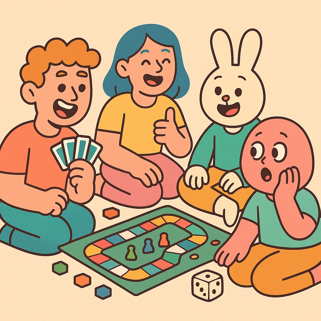game night with cute characters emoji