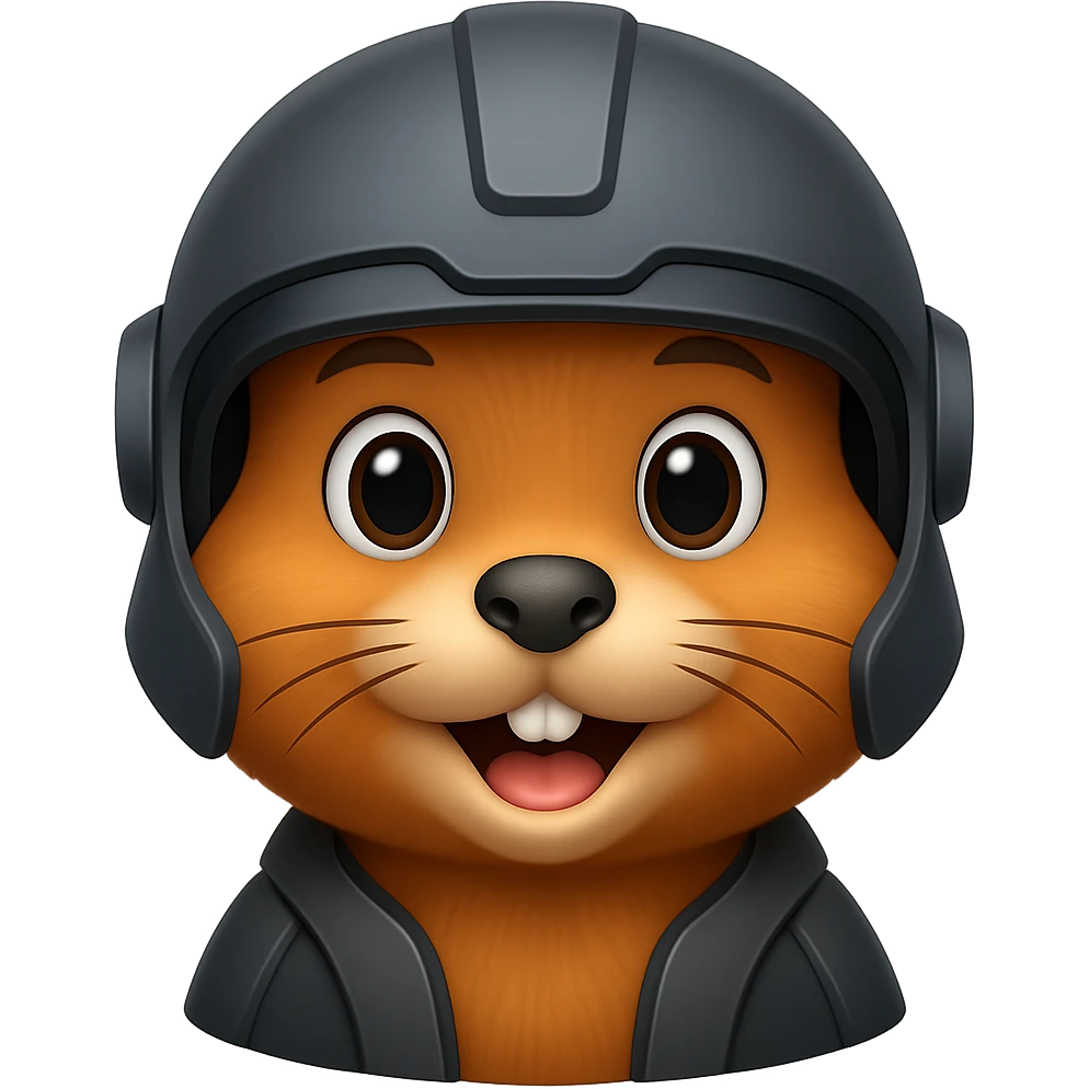 Create an apple emoji style gopher wearing a different style of helmet, with no background. emoji
