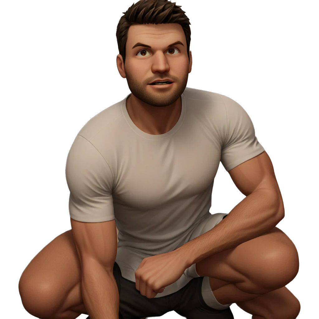 muscular boy in white shirt emoji