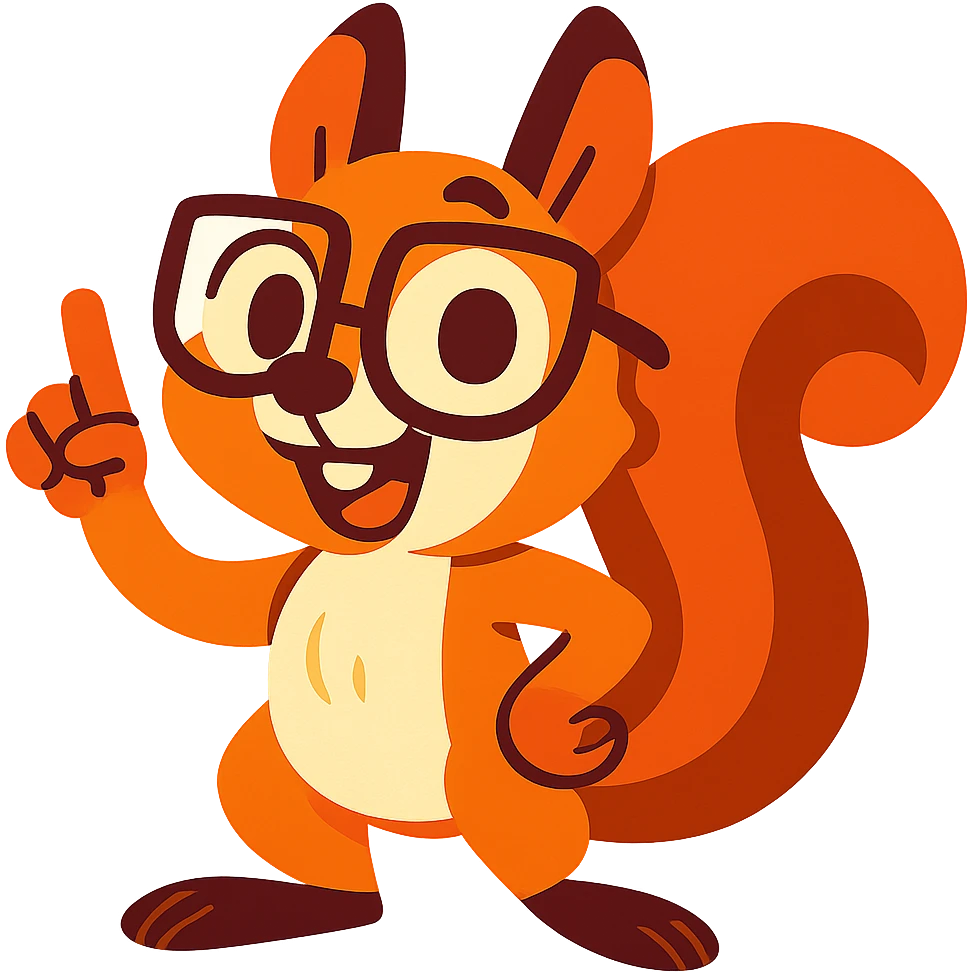 écureuil savant, vibrant cartoon style emoji