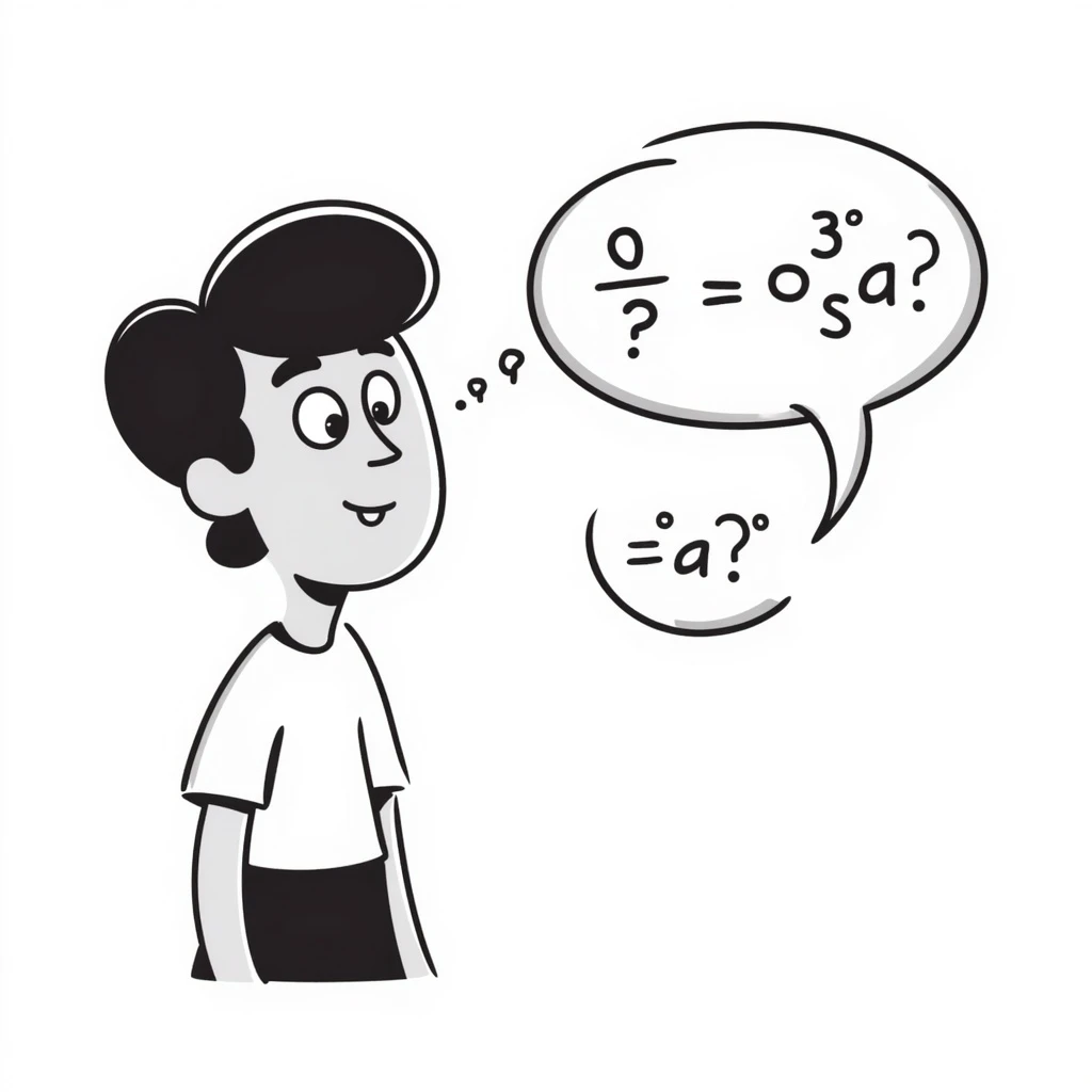 a person staring at a math equation, looking baffled and making a silly face, playful doodle style emoji