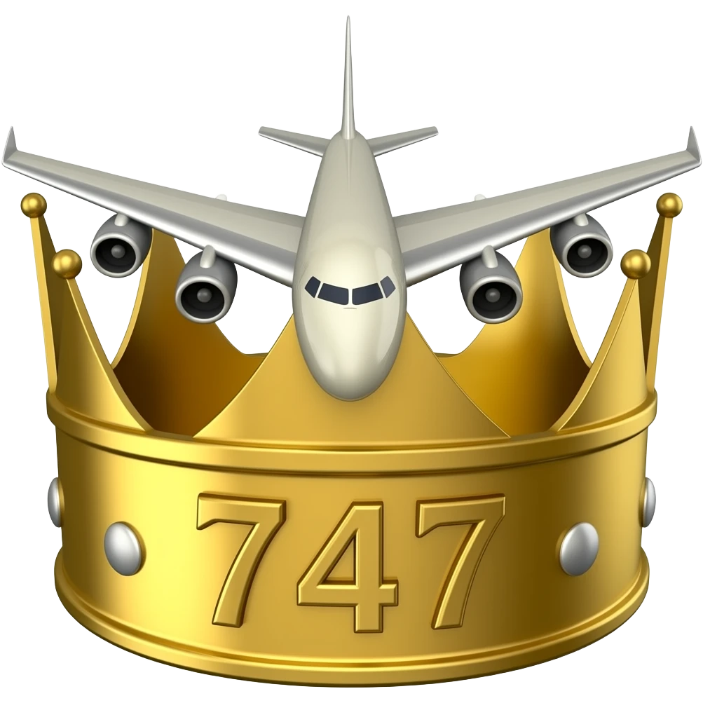 make a crown with airplane wings and letters 747 ingraved emoji