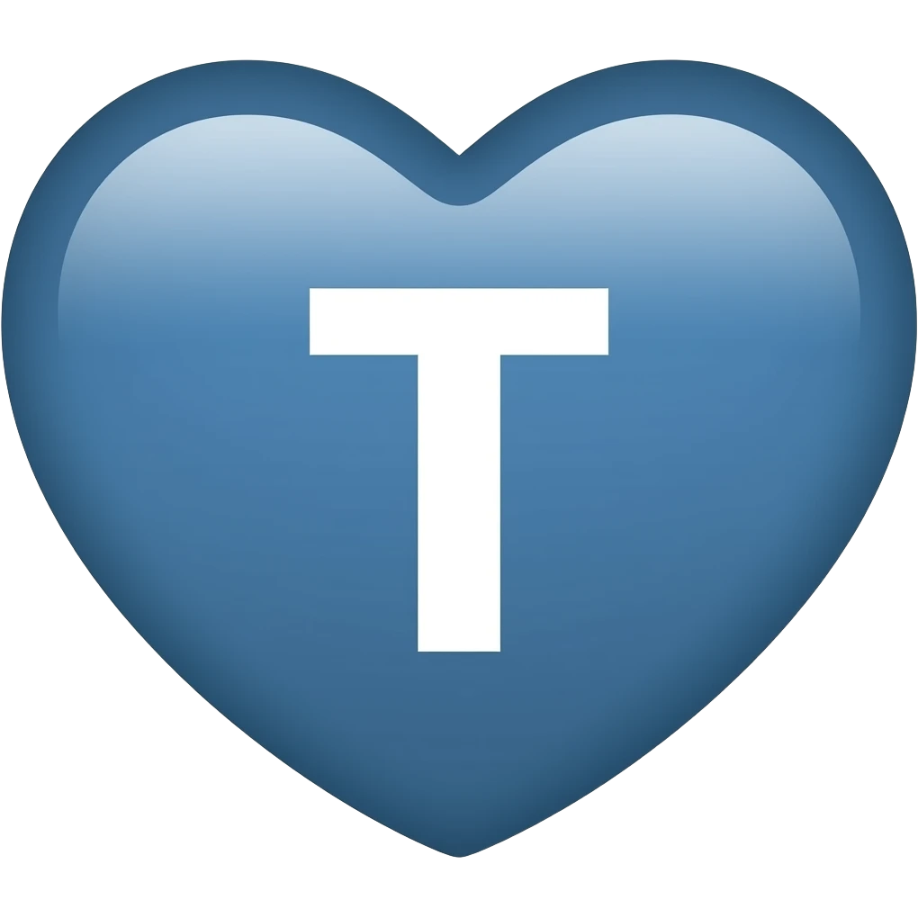 Сердечко  с буквой T цвет #5b94b5 emoji