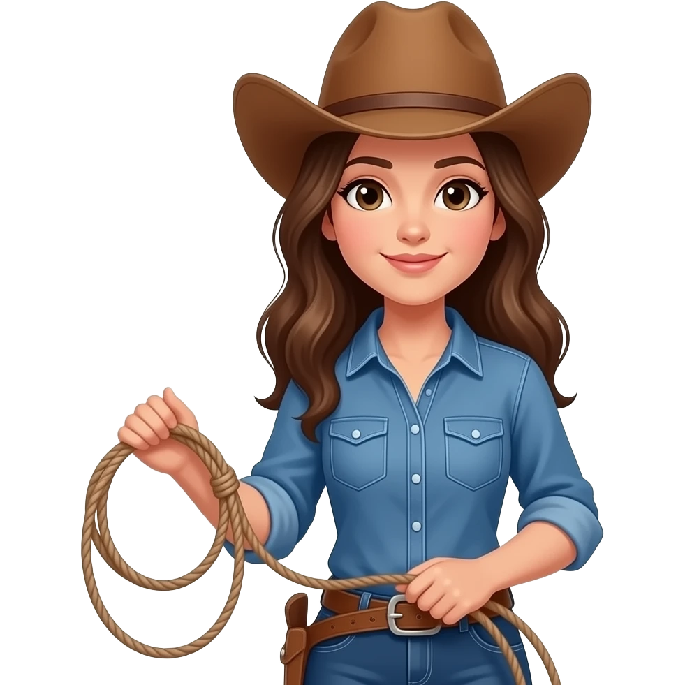 Brunette cowgirl with lasso emoji