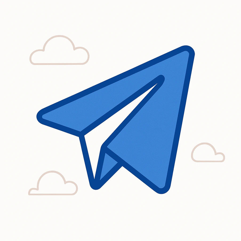 Telegram paper plane icon, minimal, flat style, blue and white color scheme, white background emoji