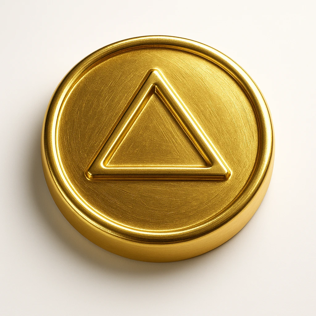dalgona candy with triangle shape, inspired by Squid Game, gold style emoji