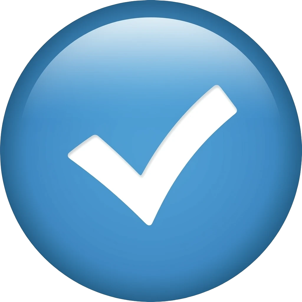 Белая Галочка в синем кружочкепроверено emoji