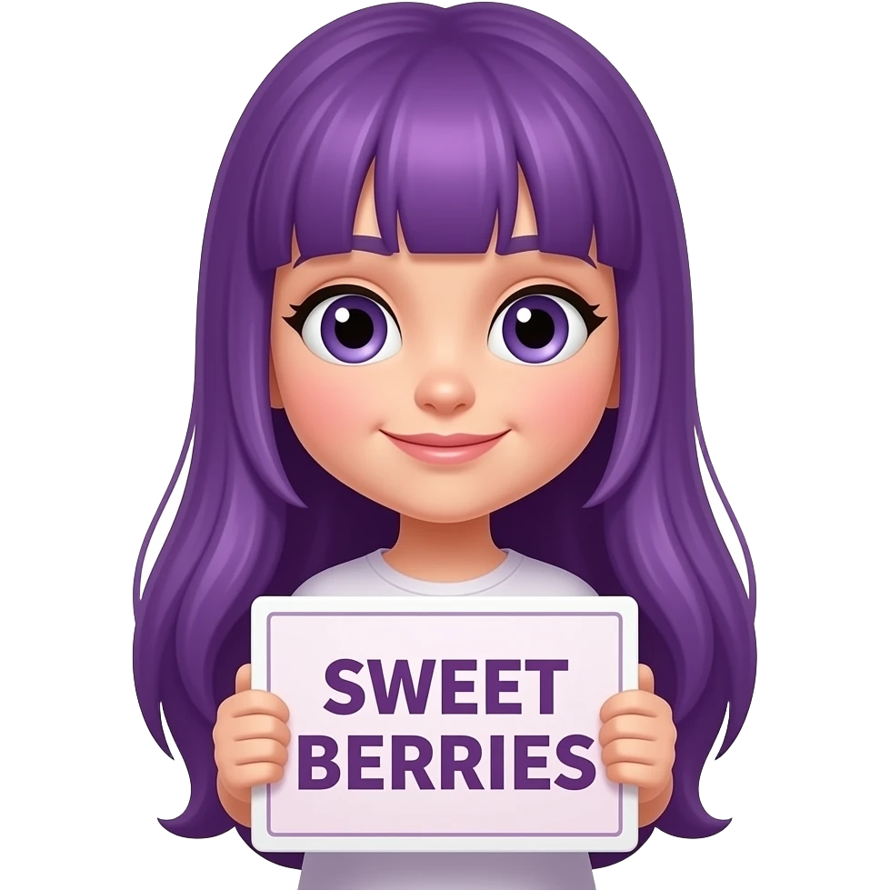 girl with long purple hair with a SWEET BERRIES sign emoji