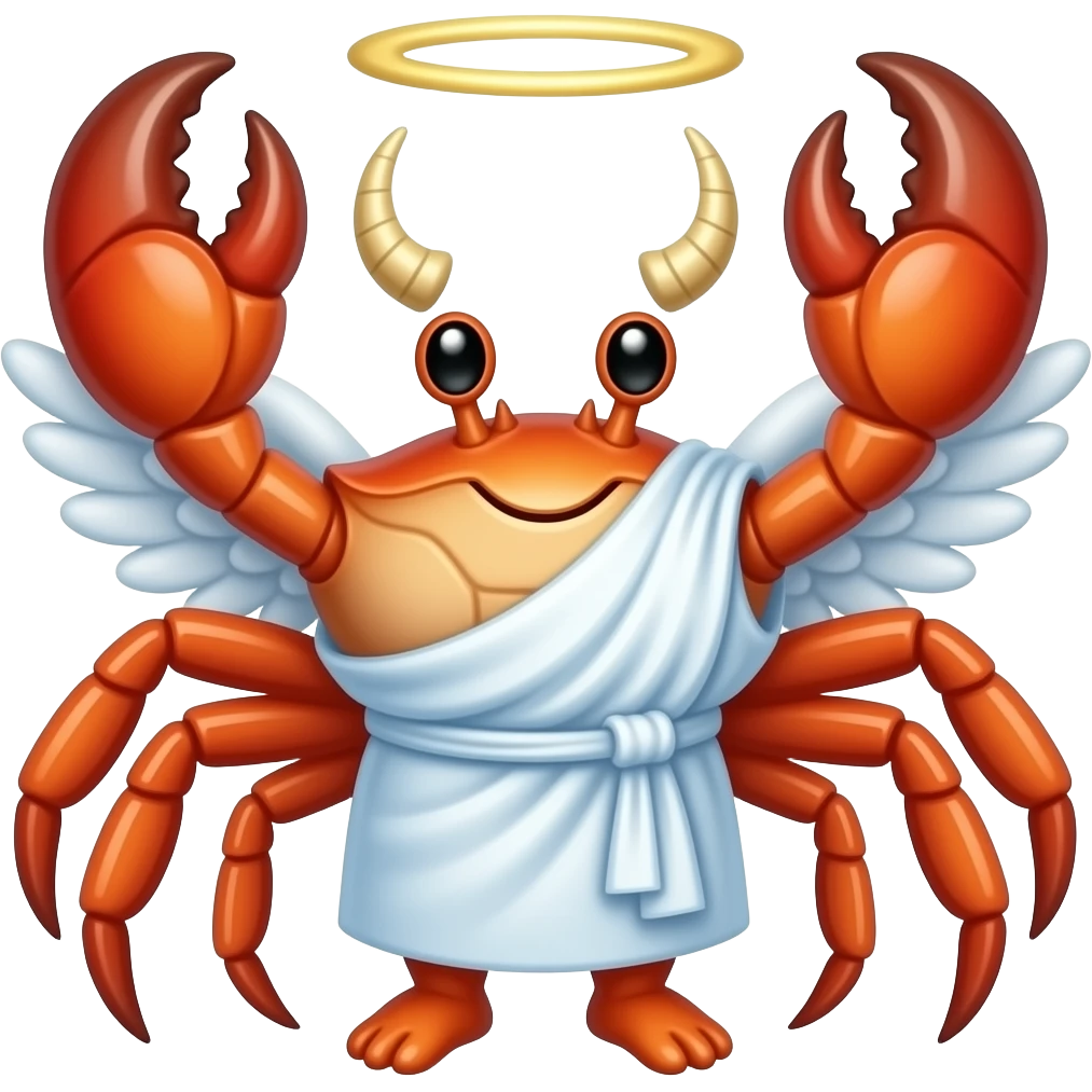 Crab with toga and angel horns and angel wings emoji