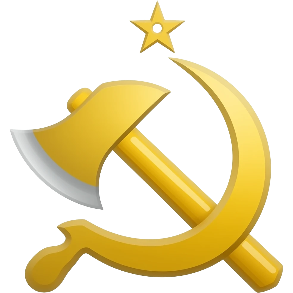 Axe and sickle combined like the ussr exactly like it like the coulour yellow and every thing not 3d all yellow emoji