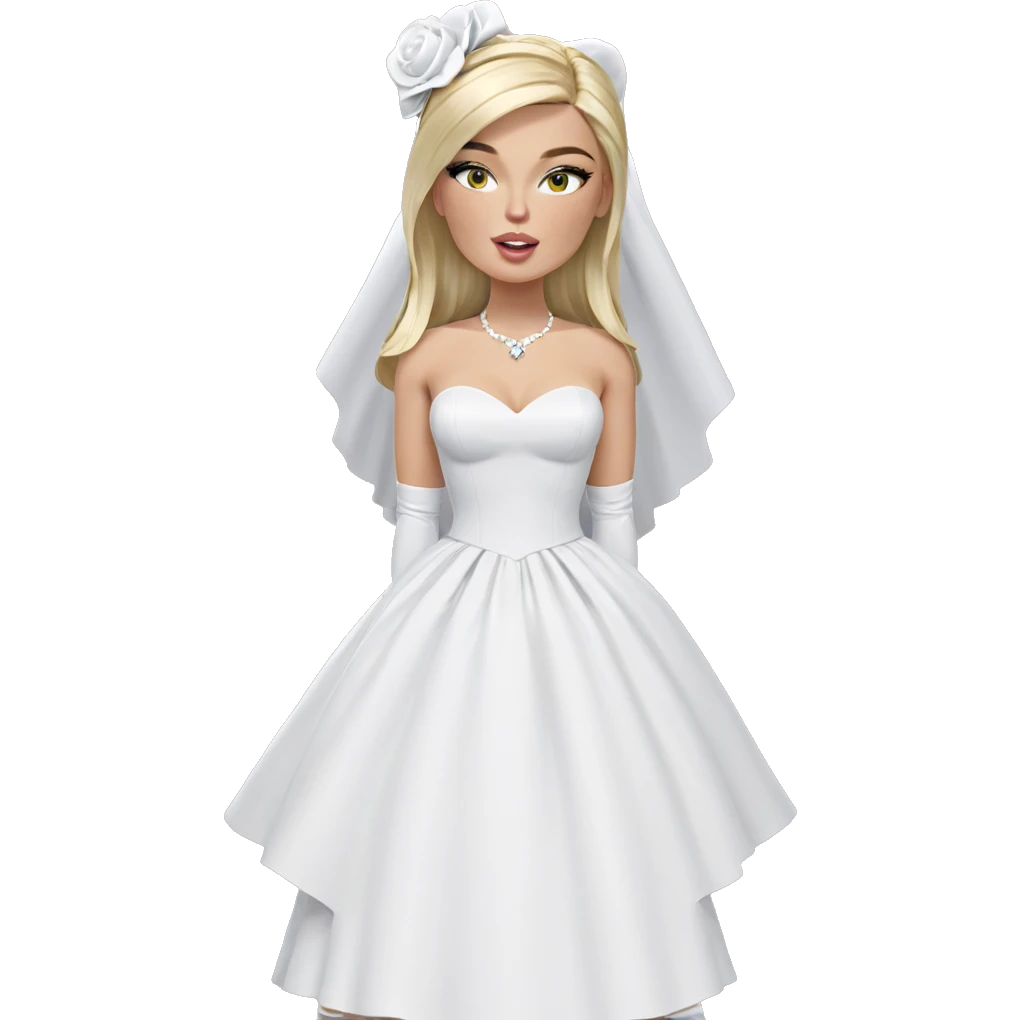 blonde bride in white dress emoji
