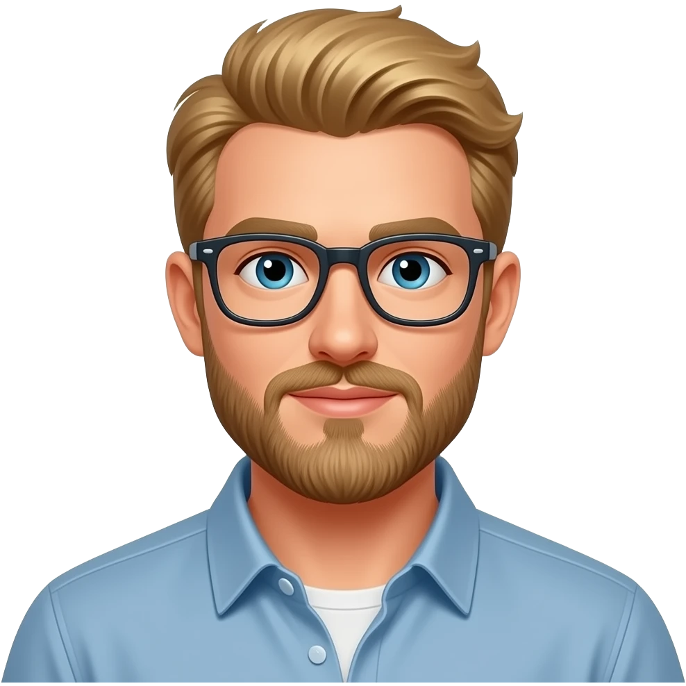 Handsome blond guy with beard and glasses emoji