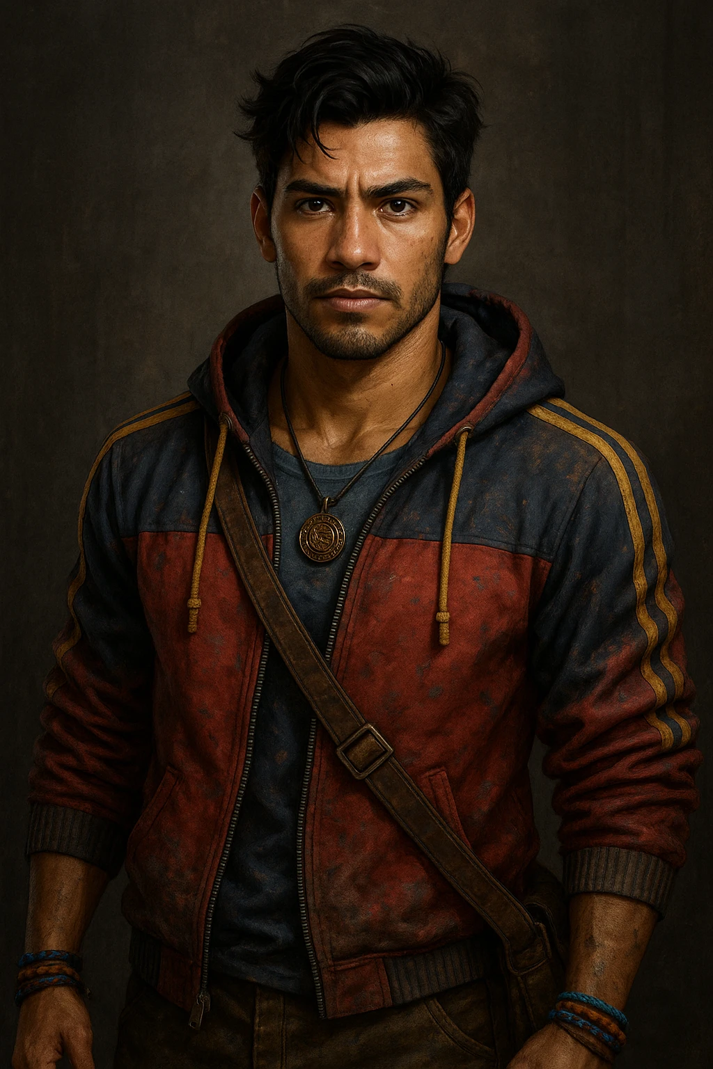 Renato Lyra from Dead by Daylight, detailed portrait, iconic outfit, confident expression, game character style emoji