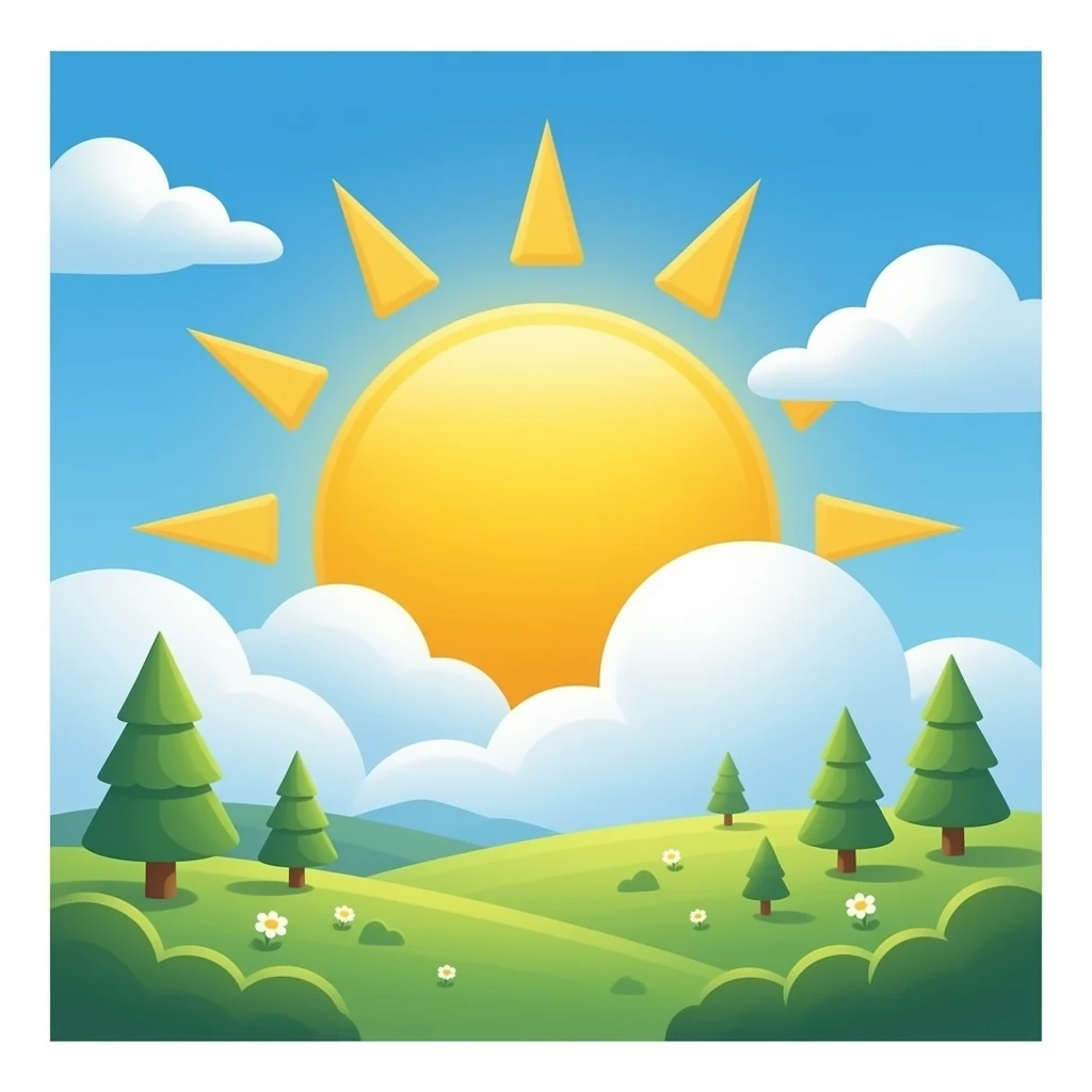 sun shinning from behind cloud without background emoji