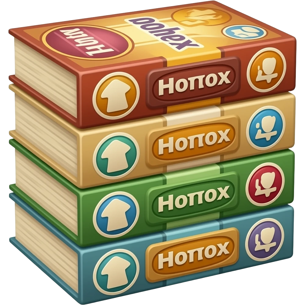 A stack of board games boxes emoji