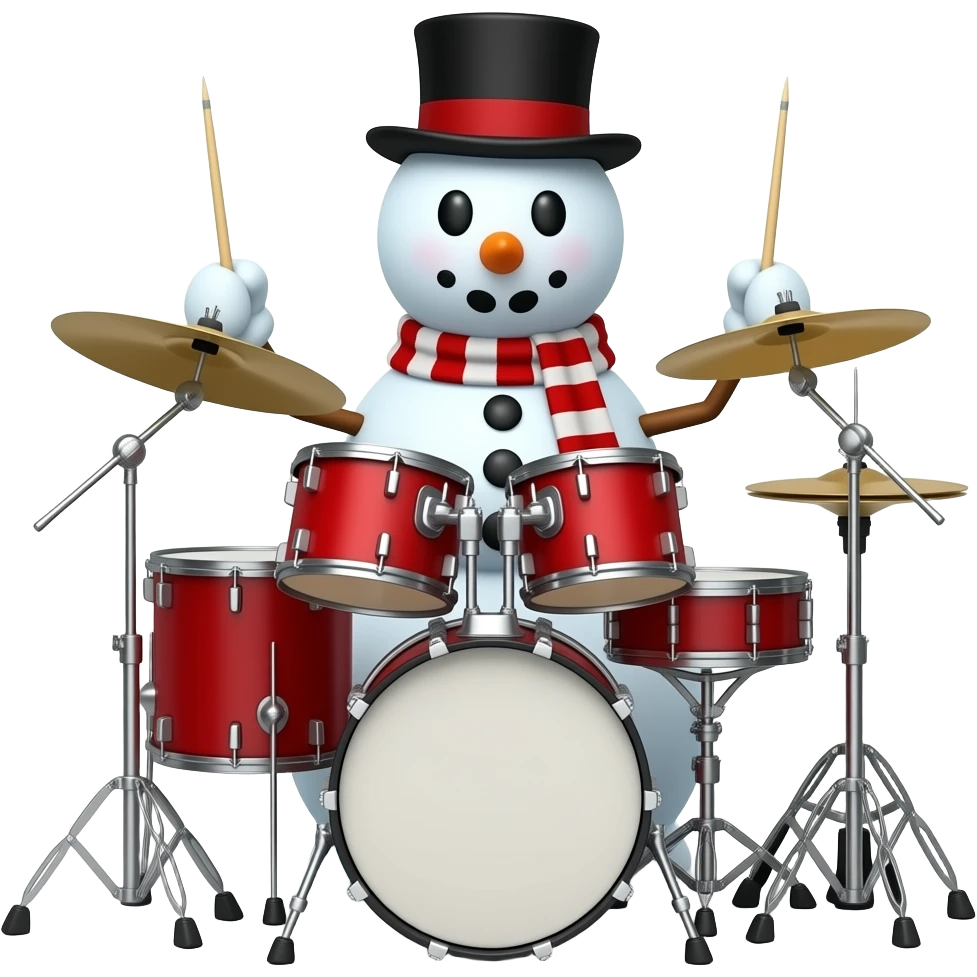 Snowman playing drums front facing emoji