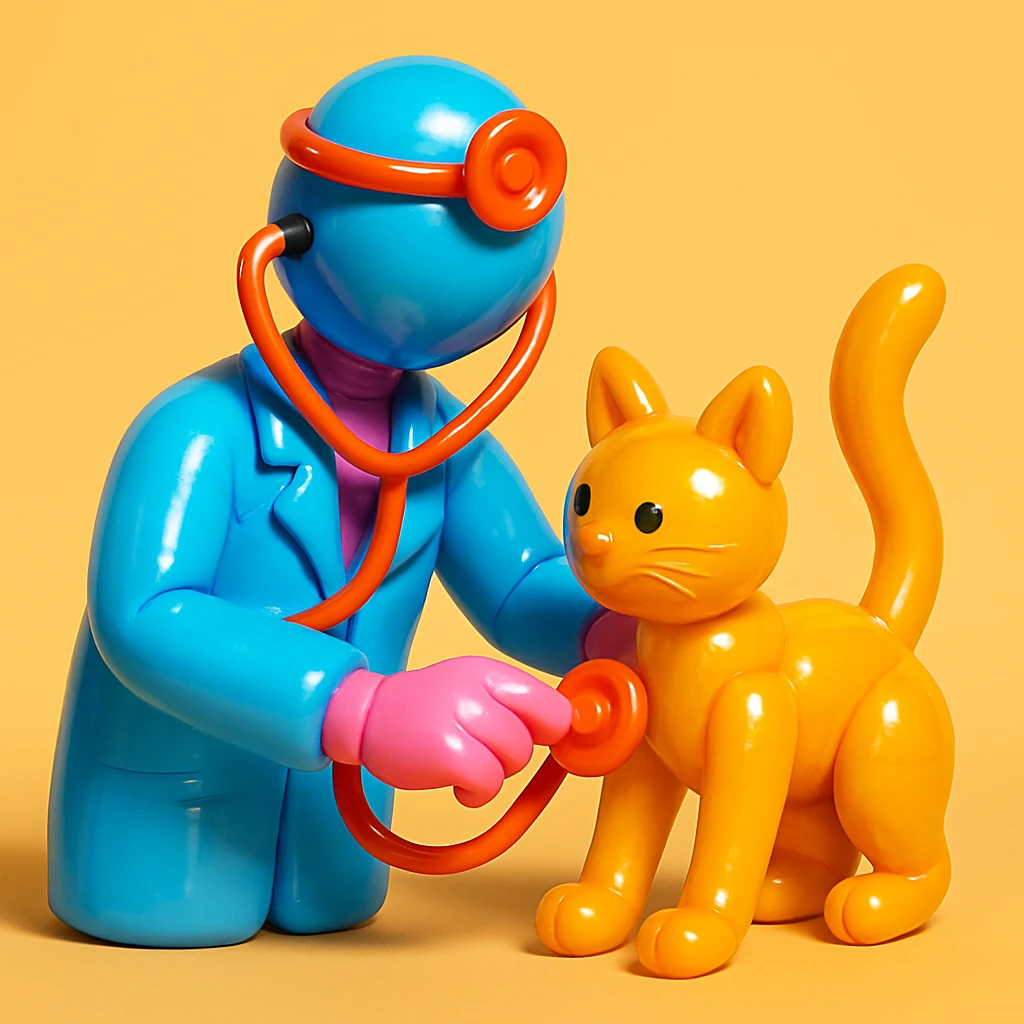 veterinarian examining a cat emoji