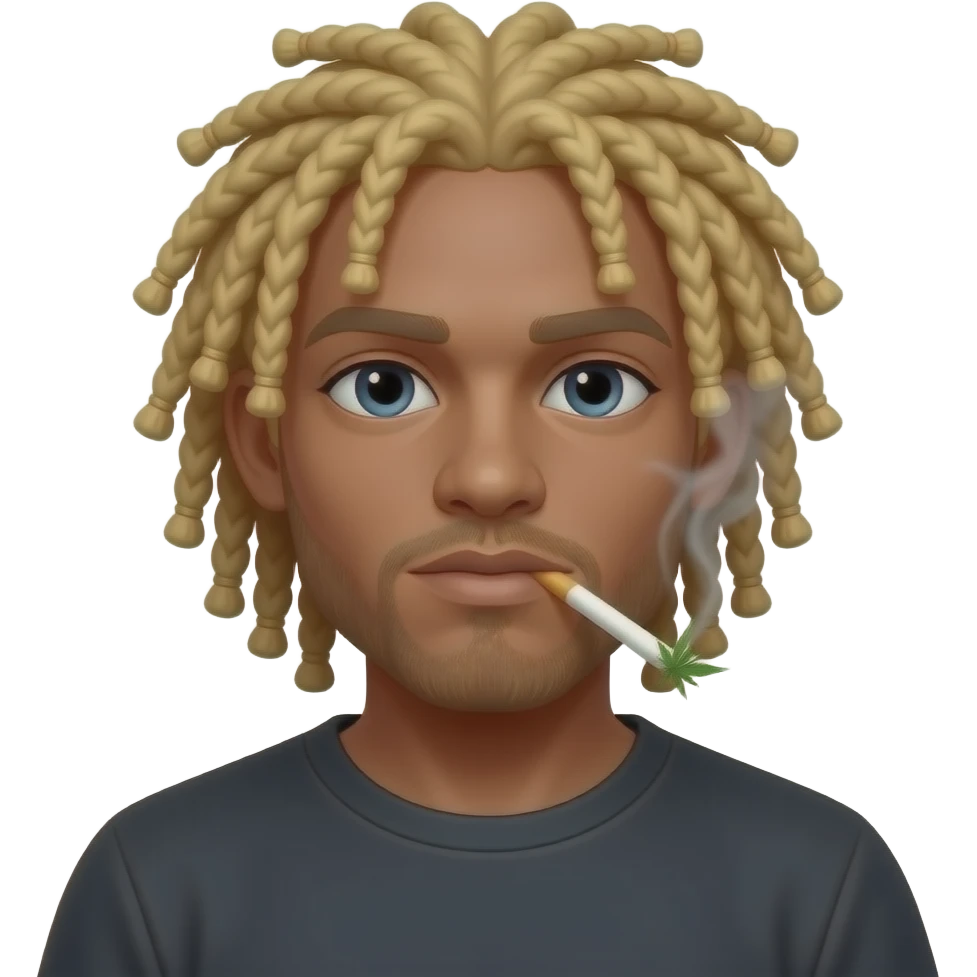 White and blond rastaman smoking weed emoji