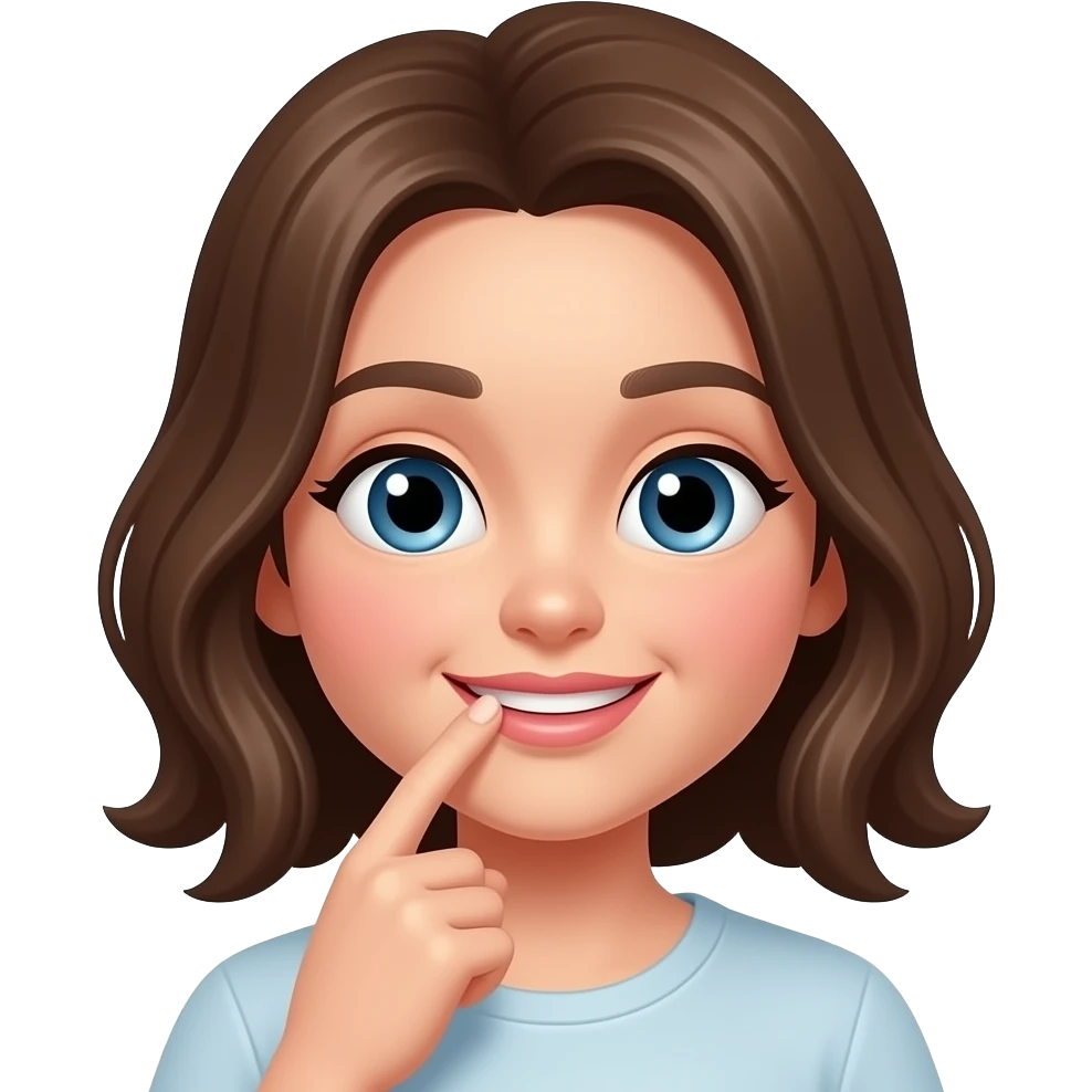 Blushing emoji biting finger emoji