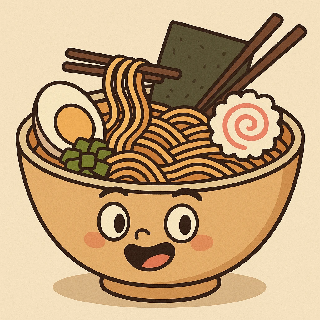 cartoon style bowl of ramen emoji