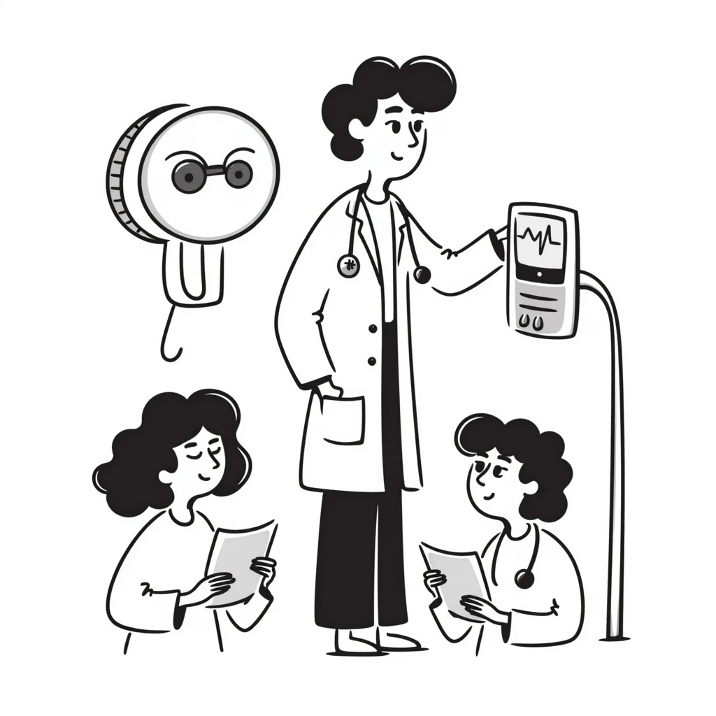A doctor in a hospital surrounded by an x-ray machine and heart rate monitor a nurse treating patients emoji