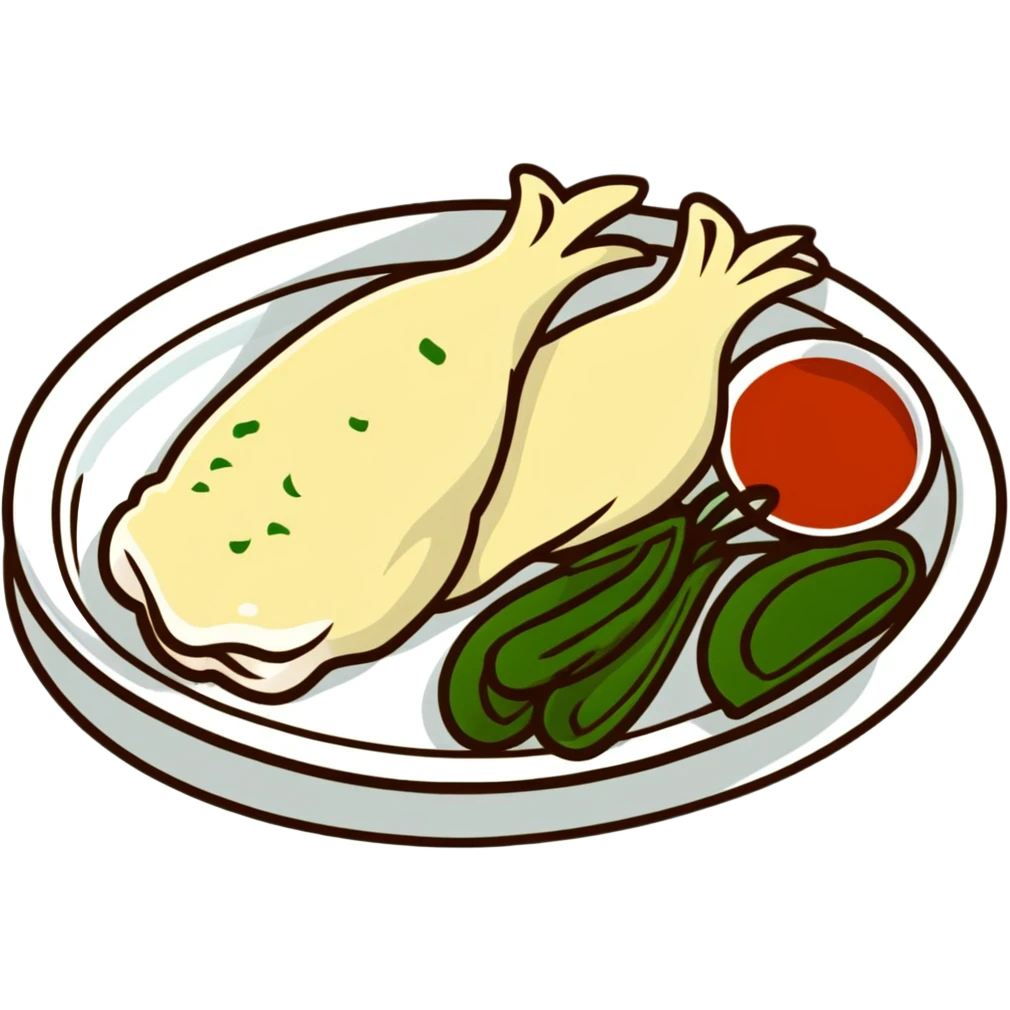 Singapore Hainanese chicken rice with cucumber and chili sauce emoji