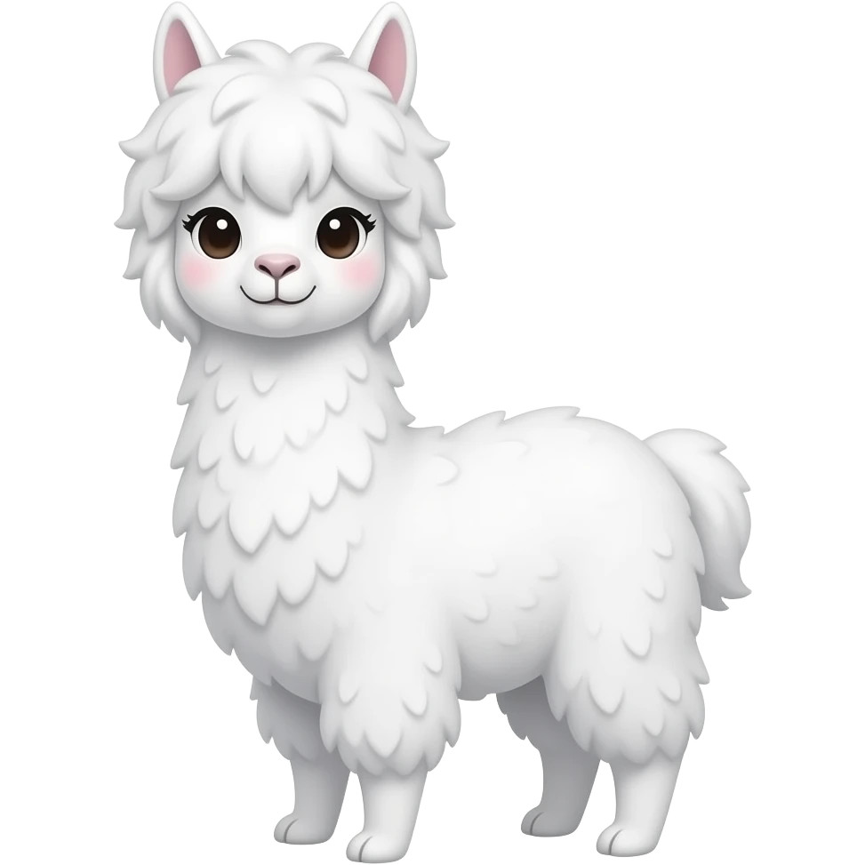 I wnat a cute alapca with cool hair please designed styled white alapca fluffy virte styled hair please cute face styled hair female emoji