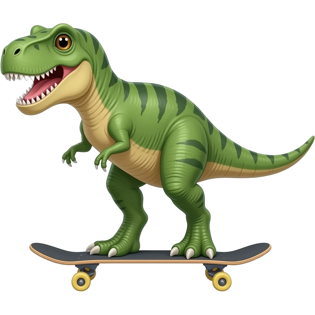 Dinosaur on a skateboard emoji