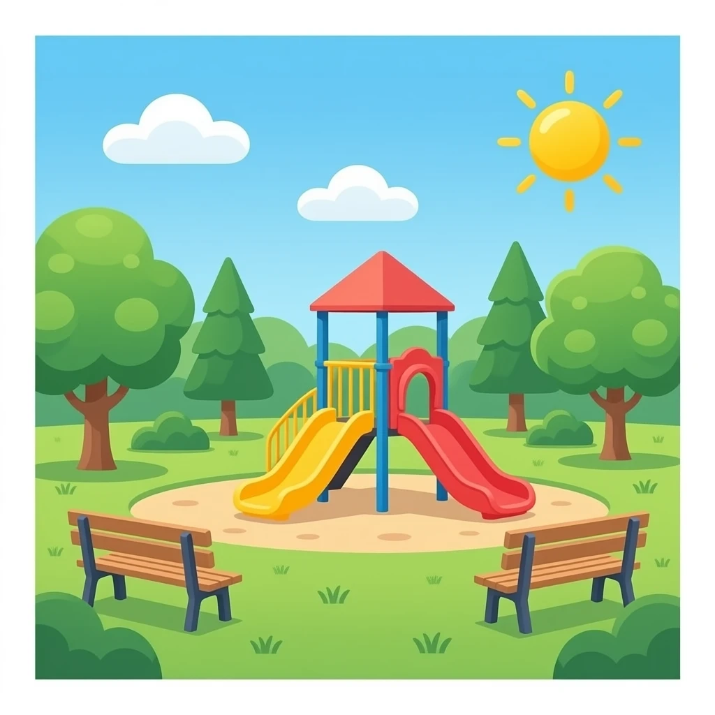 generrate an eomji of a park, playground, with benches and trees emoji