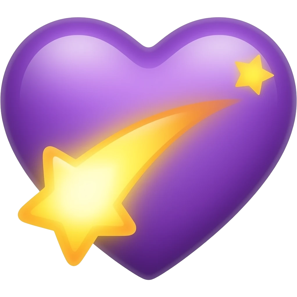 Generar emoji de estrella fugaz alrededor de corazon morado emoji