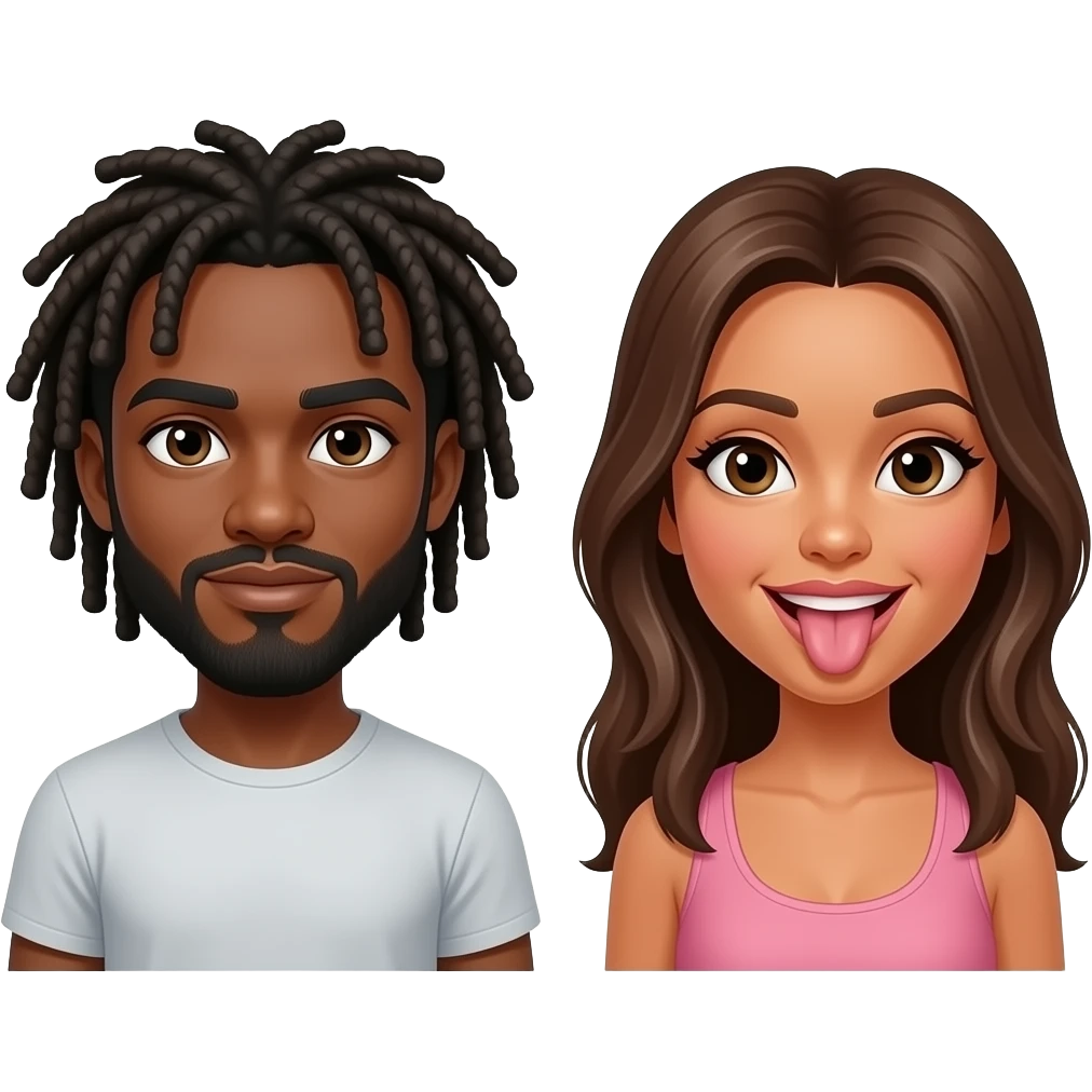 Tanned Man with dreadlocks and tanned woman tongue mission ios emoji