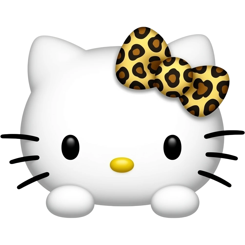 Hello kitty with a Leopard print bow emoji