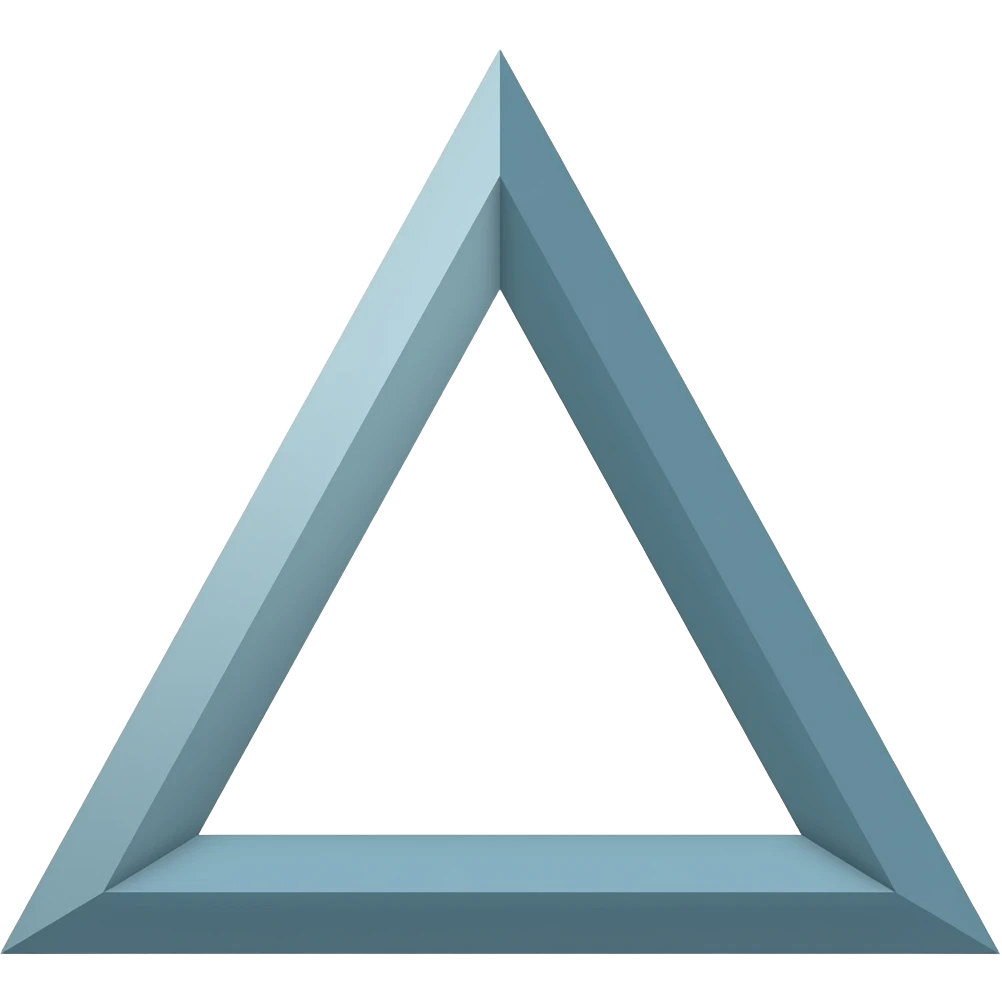 pure geometric isosceles triangle, upright with a shorter base and longer equal sides, flat solid color, no outline, no gradients, no shadows, no facial features, minimal vector icon, centered on a transparent background emoji